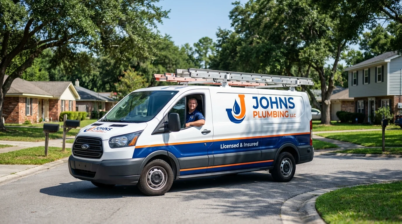 Johns Plumbing LLC service van in Jefferson, OR