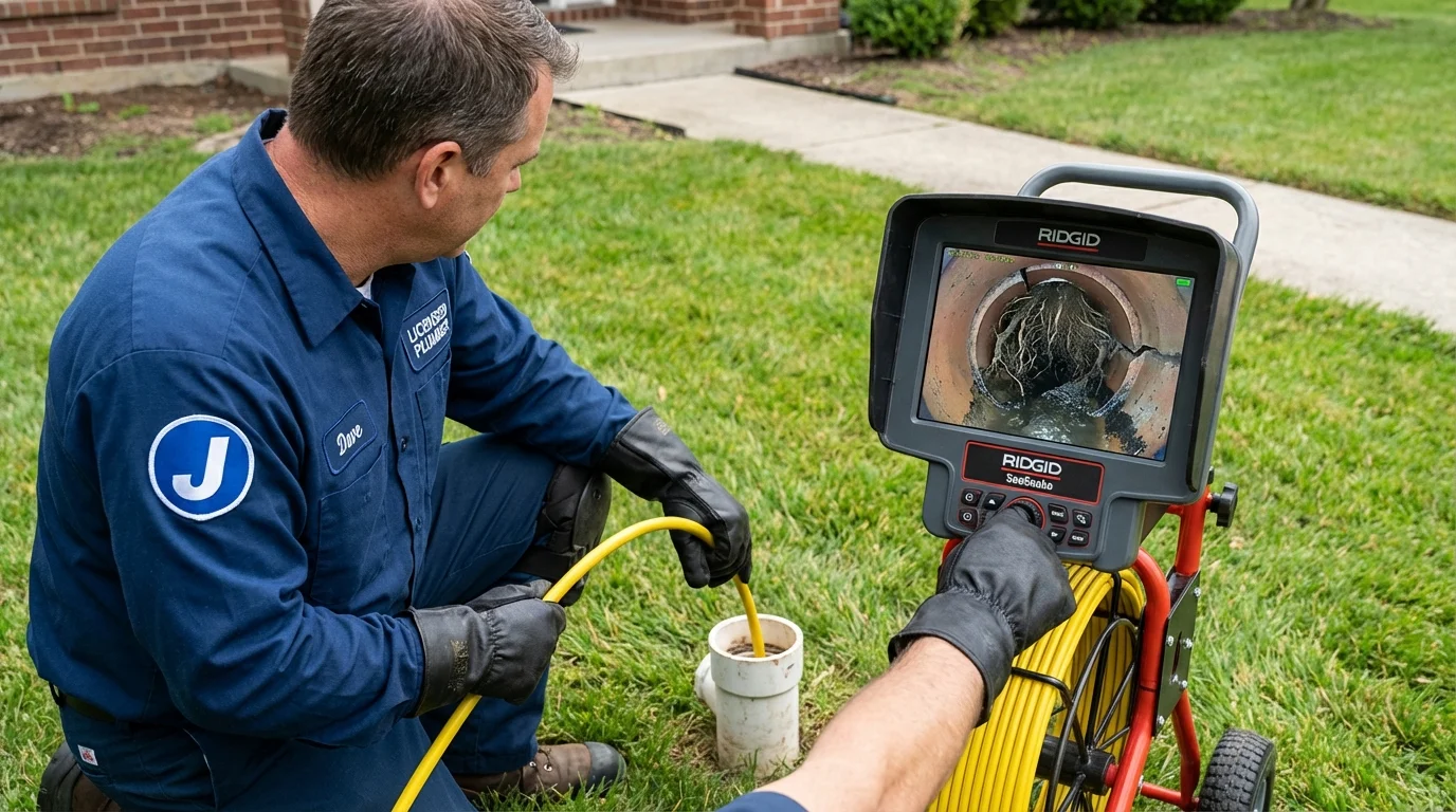 Sewer camera inspection being performed by Johns Plumbing LLC in Jefferson