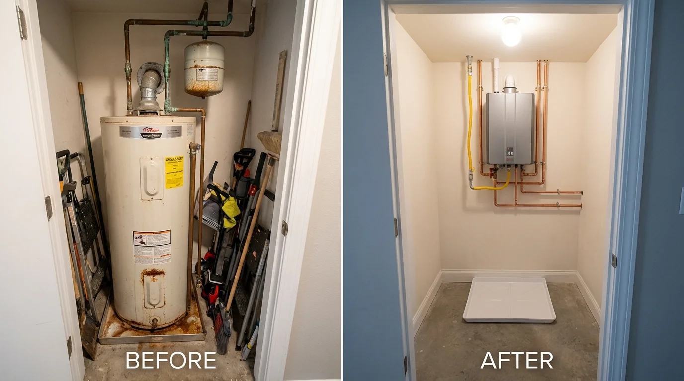 Tank water heater versus wall-mounted tankless unit comparison for Jefferson, OR homeowners